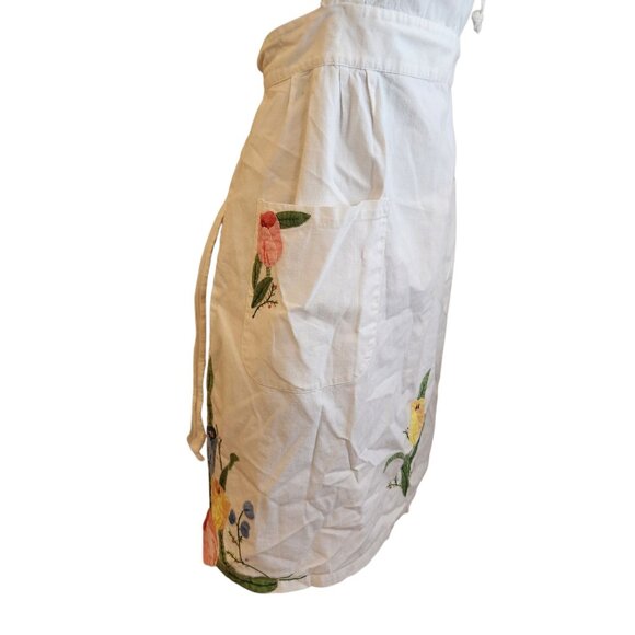 Vintage Tulip Flower Short White Apron Applique Flowers Small To Large - Picture 5 of 8